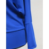 Adelle - luźna bluzka kimono z dekoltem i ściągaczami - chabrowa